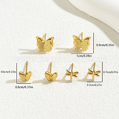 3 Pairs Fashionable 201 Stainless Steel Butterfly & Dragonfly Stud Earrings&nbsp;VU6612