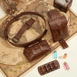PU Leather Medieval Double-bottle Belt Bag&nbsp;AJEW-WH0816-501A