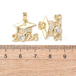 Brass Micro Pave Clear Cubic Zirconia Pendants&nbsp;KK-D223-01G