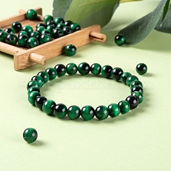 100Pcs 8mm Natural Green Tiger Eye(Dyed & Heated) Round Beads&nbsp;DIY-LS0002-08