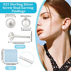 2 Pairs 925 Sterling Silver Stud Earring Findings&nbsp;STER-BBC0008-31C