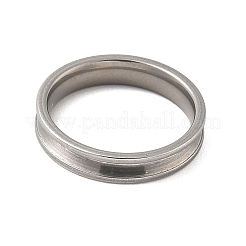 304 Stainless Steel Grooved Ring Settings&nbsp;STAS-D151-01A-P