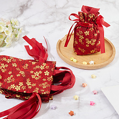 Flower Printed Cloth Drawstring Storage Bags&nbsp;ABAG-WH20010-20D-01