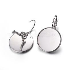 Tarnish Resistant 304 Stainless Steel Leverback Earring Settings&nbsp;STAS-F191-03P-18mm