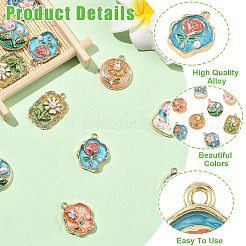 16Pcs 8 Styles Rack Plating Alloy Enamel and ABS Imitation Pearl Pendants&nbsp;ENAM-YW0009-13
