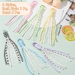 6Pcs 6 Colors Nylon & Polyester Cord Pendant Decorations&nbsp;HJEW-SZ0001-70