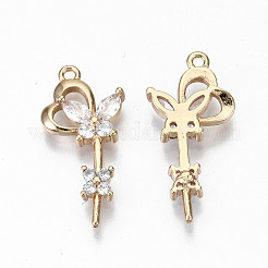 Brass Micro Pave Cubic Zirconia Pendants&nbsp;KK-S359-048-RS