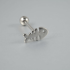 304 Stainless Steel Fish Bone Straight Barbell 15 Gauge Piercing Tongue Rings for Women Men&nbsp;FS-WG89F3B-01