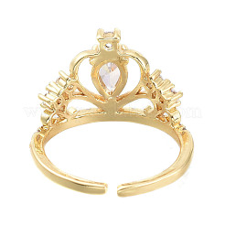 Adjustable Brass Micro Pave Clear Cubic Zirconia Cuff Rings&nbsp;RJEW-M135-03G