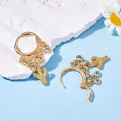 Cactus Brass Dangle Huggie Hoop Earrings&nbsp;EJEW-SW00001-05