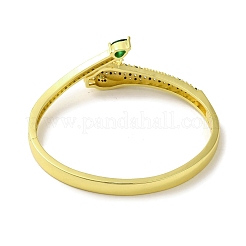 Brass Pave Green Cubic Zirconia Leopard Hinged Bangle for Women&nbsp;BJEW-K246-02G