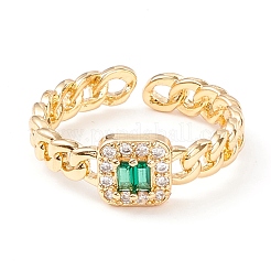 Sparkling Cubic Zirconia Square Cuff Ring&nbsp;KK-D067-40G-RS