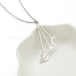 201 Stainless Steel Planet Star Moon Pendant Necklaces for Women&nbsp;WGFAC0D-02