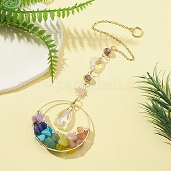 Chakra Gemstone Chips Pendant Decoration&nbsp;HJEW-TA00037
