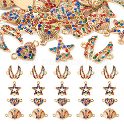 20Pcs 4 Styles Alloy Colorful Rhinestone Connector Charms&nbsp;FIND-TA0003-33