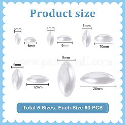 300Pcs 5 Styles Acrylic Plastic Imitation Pearl Cabochons&nbsp;MACR-PH0001-91