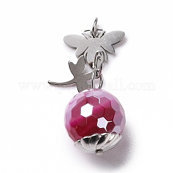 Electroplate Faceted Natural Agate Round Pendants&nbsp;G-B027-01