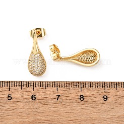 Brass Micro Pave Cubic Zirconia Teardrop Stud Earrings&nbsp;EJEW-B153-08G