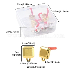 8Pcs 2 Color Rack Plating Alloy Square Stud Earring Findings&nbsp;FIND-YW0003-80