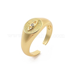 Rack Plating Brass Micro Pave Clear Cubic Zirconia Cuff Rings for Women&nbsp;RJEW-M028-109G