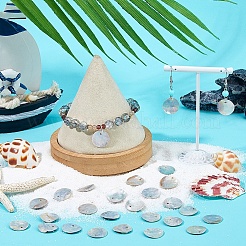 Natural Akoya Shell Dyed Disc Charms&nbsp;SHEL-WH0005-05C