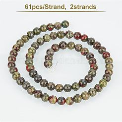 Natural Dragon Blood Jasper Bead Strands&nbsp;G-OC0001-18-6mm