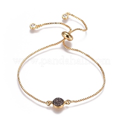 Electroplated Natural Druzy Agate Slider Bracelets&nbsp;BJEW-JB04157-M