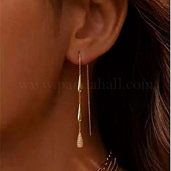 Brass Micro Pave Clear Cubic Zirconia Stud Dangle Earrings for Women&nbsp;WG6077F-01