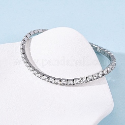 304 Stainless Steel with Clear Cubic Zirconia Link Chain Bracelets for Women&nbsp;BJEW-G754-02P