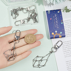 6Pcs 3 Styles Stainless Steel Braided Chain Macrame Pouch Empty Stone Holder Pendant Decorations&nbsp;HJEW-SC0003-05