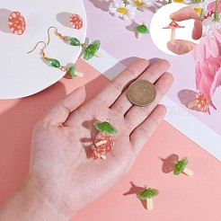 12Pcs Mushroom Charm Pendant Acrylic Mushroom Charm Colorful with Jump Ring for Jewelry Necklace Bracelet Earring Making Crafts&nbsp;JX312A