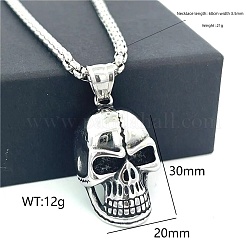 304 Stainless Steel Gothic Skull Pendant Necklaces for Men&nbsp;QF4021
