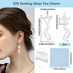 5Pcs 925 Sterling Silver Charms&nbsp;STER-BBC0009-93A