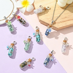 10Pcs 5 Color Alloy & Glass Bottle Pendants&nbsp;PALLOY-YW00057