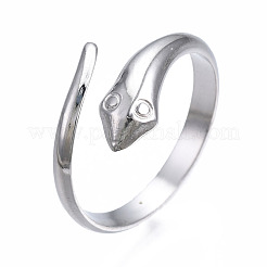 Non-Tarnish 304 Stainless Steel Snake Wrap Open Cuff Ring for Women&nbsp;RJEW-T023-76P