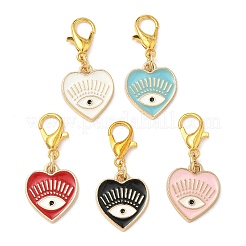 5Pcs Heart with Eye Alloy Enamel Pendant Decorations&nbsp;HJEW-JM04043