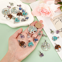 28Pcs 7 Styles Mixed Gemstone Pendants&nbsp;PALLOY-AB00215