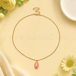 6Pcs 6 Colors Plastic Oval Pendant Necklaces&nbsp;NJEW-HY0001-11