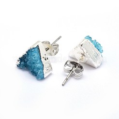 Natural Druzy Quartz Crystal Stud Earring&nbsp;EJEW-F173-E02-S