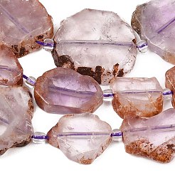 Natural Purple Phantom Quartz Purple Lodolite Quartz Slice Beads Strands&nbsp;G-A305-B02-01