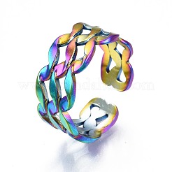 304 Stainless Steel Wave Wrapped Cuff Ring&nbsp;RJEW-N038-066