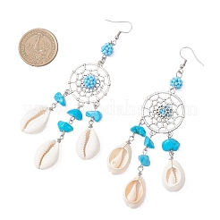 Natural Cowrie Shell Chandelier Earrings&nbsp;EJEW-MZ00642