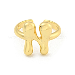 Brass Letter Open Cuff Rings for Women&nbsp;RJEW-G313-01N-G