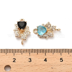 Glass Heart Connector Charms&nbsp;KK-M314-15KCG