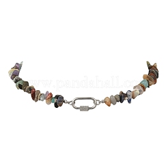 Natural Gemstone Chip Beaded Necklaces&nbsp;NJEW-JN06393
