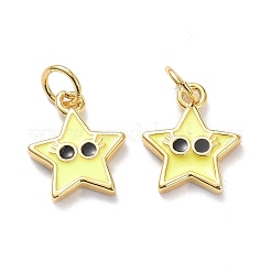 Real 18K Gold Plated Brass Enamel Charms&nbsp;KK-L206-019G-01