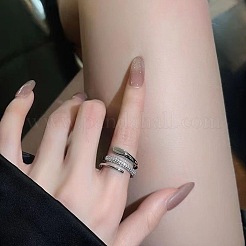 2Pcs Alloy Rhinestone Open Cuff Rings for Women&nbsp;FS-WG28DEF-03