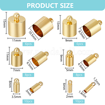 48Pcs 6 Size Brass Cord Ends&nbsp;FIND-BC0005-46-1