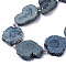 Electroplated Natural Quartz Beads Strands, Solar Quartz, Dyed, Flower, Cadet Blue, 12~25x12~25x5mm, Hole: 1.2mm, about 8~10pcs/strand, 7.87 inch(20cm)