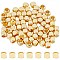 Brass Beads, Cube, Real 18K Gold Plated, 4x4x2.6mm, Hole: 1.4mm, 100pcs/box